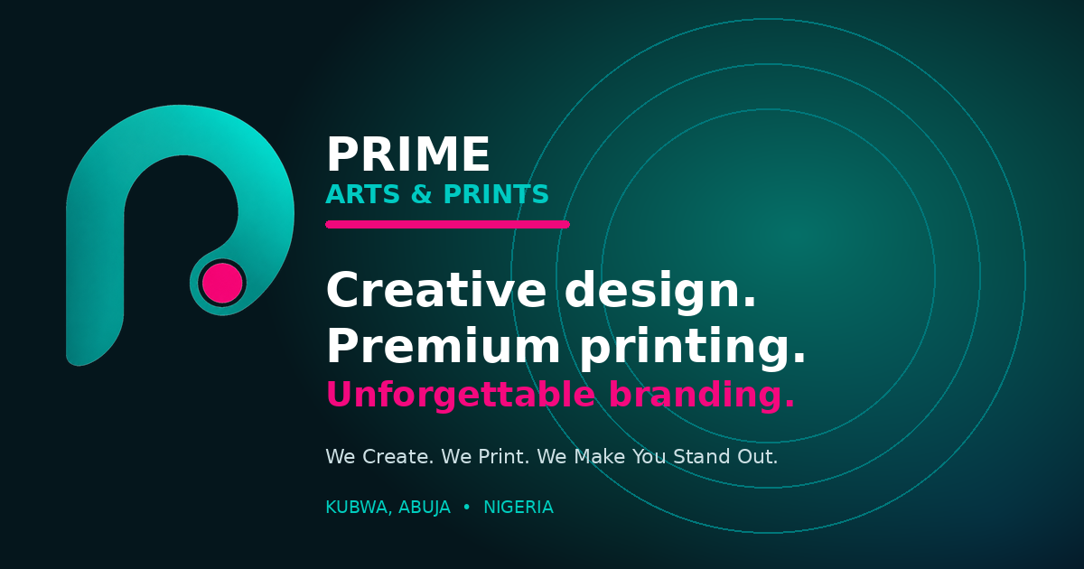 Prime Arts & Prints branding and print product concept showcase
